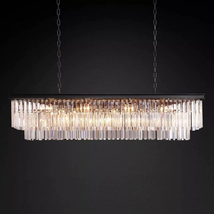 1920s Art Deco Rectangular Chandelier 59"