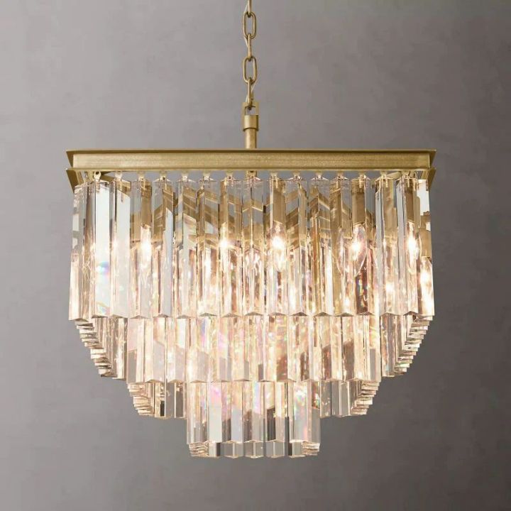 1920s Art Deco Square Chandelier 22"