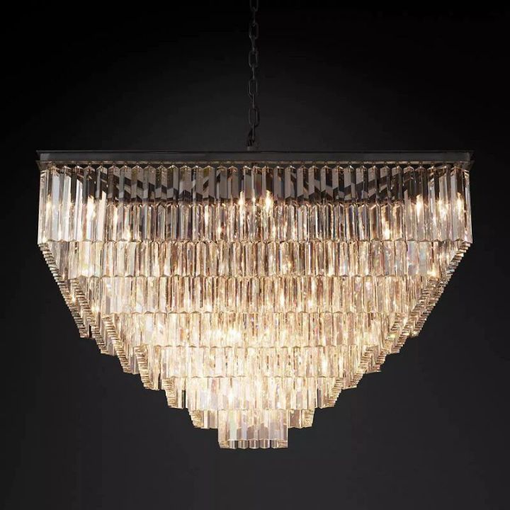 1920s Art Deco Square Chandelier 47"