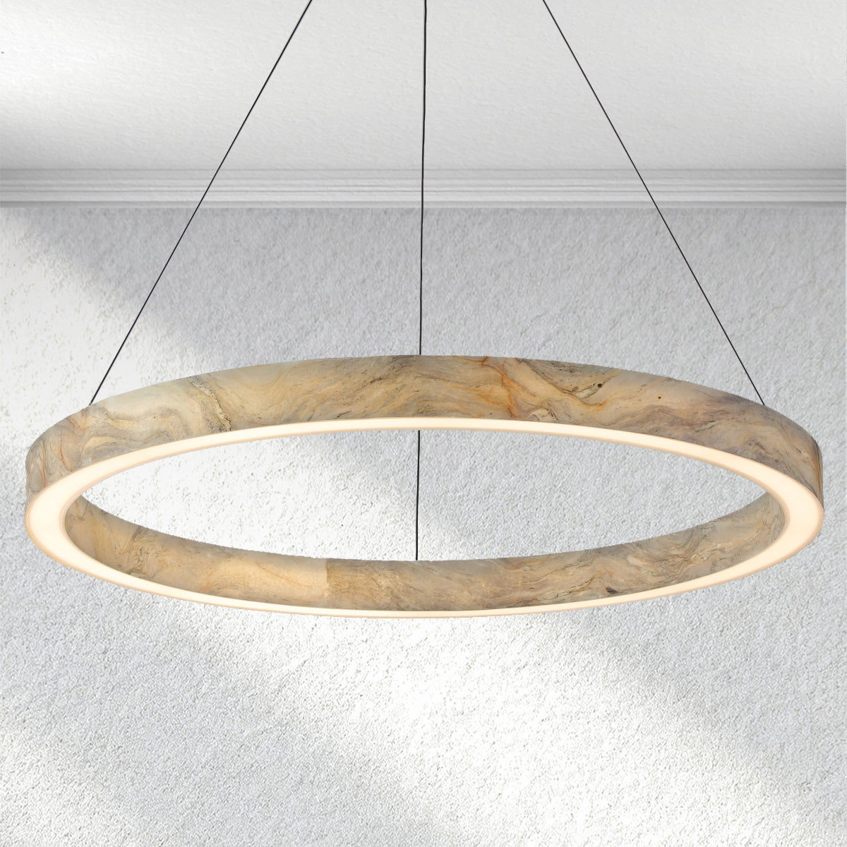 Ebuildhome Alabaster StoneGlow Round Chandelier