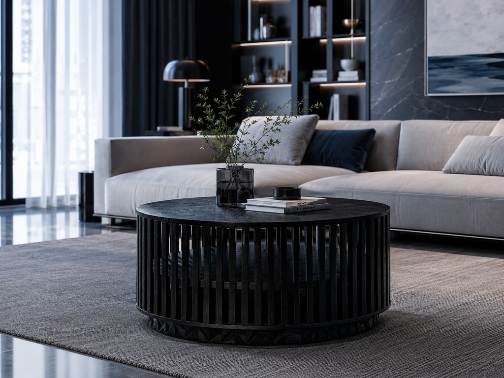 Ebuildhome  Black Silver Fir Wood Coffee Table