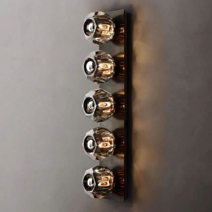 Crysball Smoke Glass Linear Grand Wall Sconce