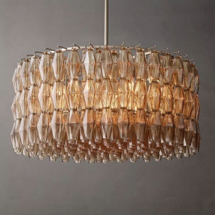 Galaxy Smoke Glass Round Chandelier 37"
