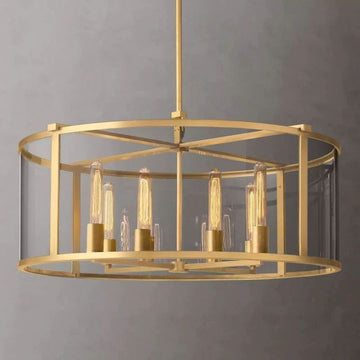 Lykke Glass Lantern Modern Round Chandelier 33"