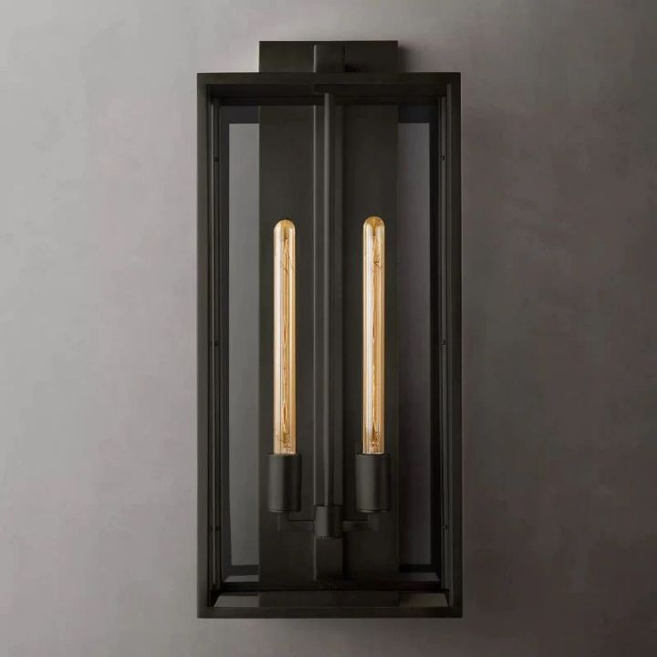 Starry  Outdoor Square Lantern Wall Sconce 28"