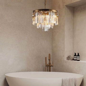 1920s K9 Crystal Round Chandelier Flushmount